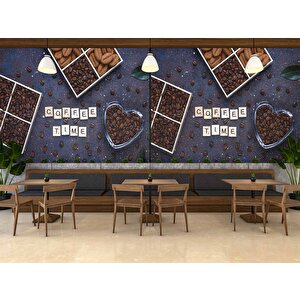 Cafe Kahve Zamanı Duvar Kağıdı Baskı - Dkm256034 425x240 cm