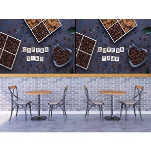 Cafe Kahve Zamanı Duvar Kağıdı Baskı - Dkm256034