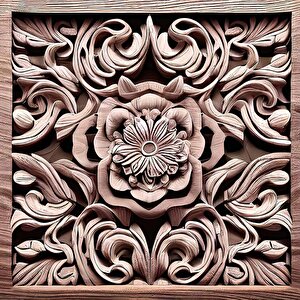 3 Boyutlu Tablo Şeklinde Ağaç Oyma Desenli Duvar Kağıdı - Dkm927093