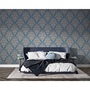 Nostaljik Laciver Altın Desenli Duvar Kağıdı - Dkm702038 525x240 cm