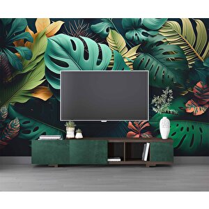 Yeşil Yaprak Desenli Duvar Kağıdı Baskı - Dkm118064 900x260 cm