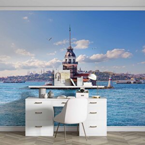 İstanbul Kız Kulesi Manzaralı Duvar Kağıdı - Dkm719043 900x240 cm