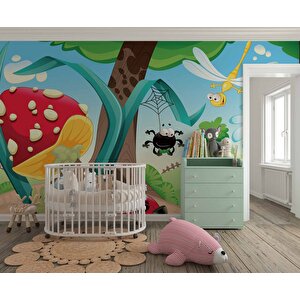 Minik Hayvanlar Çocuk Odası Duvar Kağıdı Baskı - Dkm396046 200x260 cm