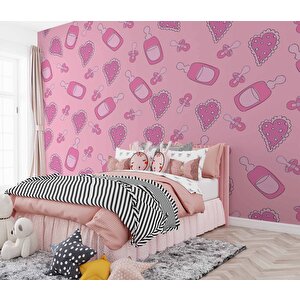 Biberon Ve Emzik Bebek Odası Duvar Kağıdı Baskı - Dkm385033 400x240 cm