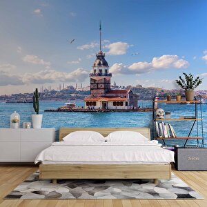İstanbul Kız Kulesi Manzaralı Duvar Kağıdı - Dkm719020 700x200 cm