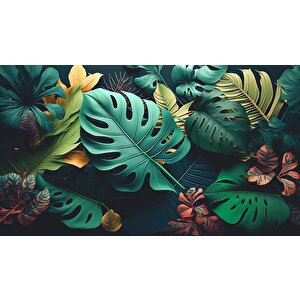 Yeşil Yaprak Desenli Duvar Kağıdı Baskı - Dkm118013