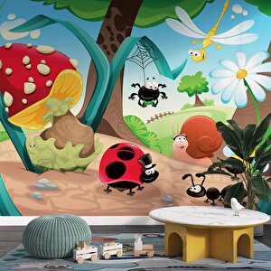 Minik Hayvanlar Çocuk Odası Duvar Kağıdı Baskı - Dkm396105 800x300 cm