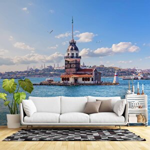 İstanbul Kız Kulesi Manzaralı Duvar Kağıdı - Dkm719102 550x300 cm