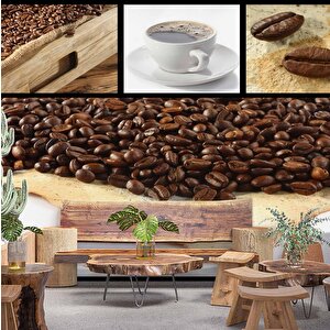 Kahve Çekirdekli Cafe Duvar Kağıdı Baskı - Dkb275106 900x300 cm