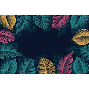 Renkli Yaprak Temalı Duvar Kağıdı Baskı - Dkm551047