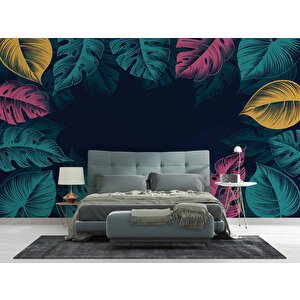 Renkli Yaprak Temalı Duvar Kağıdı Baskı - Dkm551015