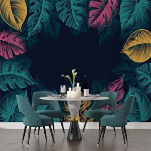 Renkli Yaprak Temalı Duvar Kağıdı Baskı - Dkm551015