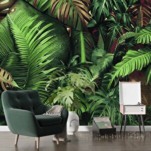 Botanik Bahçe Yaprak Temalı Duvar Kağıdı - Dkm486065