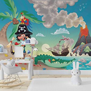 Korsan Adası Çocuk Odası Duvar Kağıdı Baskı - Dkm423068 225x280 cm