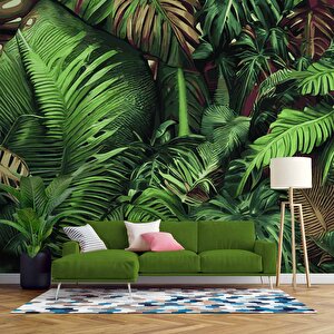 Botanik Bahçe Yaprak Temalı Duvar Kağıdı - Dkm486068 225x280 cm