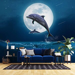 Ay Ve Yunus Manzaralı Duvar Kağıdı - Dkm917015 475x200 cm