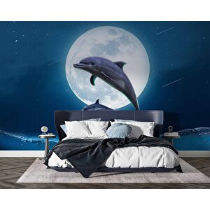 Ay Ve Yunus Manzaralı Duvar Kağıdı - Dkm917015 475x200 cm