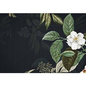 Beyaz Çiçek Ve Yaprak Desenli Duvar Kağıdı Baskı - Dkm561033