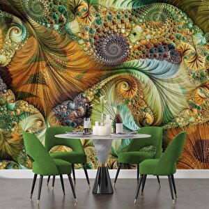 Yeşil Fraktal Desenli Duvar Kağıdı Baskı - Dkm-007_39745