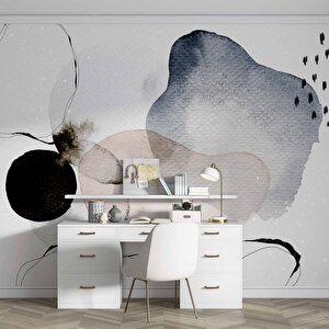 Siyah Sulu Boyama Desenli Duvar Kağıdı - Dkm764065