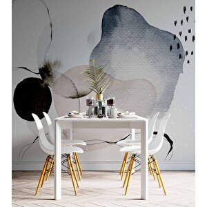 Siyah Sulu Boyama Desenli Duvar Kağıdı - Dkm764065