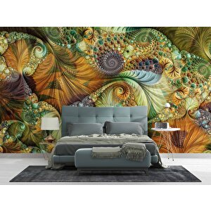 Yeşil Fraktal Desenli Duvar Kağıdı Baskı - Dkm-007_40407 475x200 cm