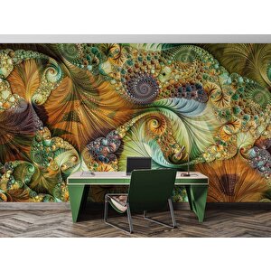 Yeşil Fraktal Desenli Duvar Kağıdı Baskı - Dkm-007_40407