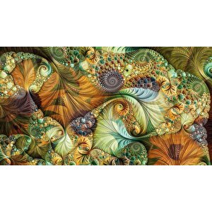 Yeşil Fraktal Desenli Duvar Kağıdı Baskı - Dkm-007_40407