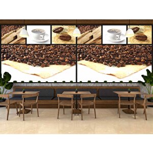 Kahve Çekirdekli Cafe Duvar Kağıdı Baskı - Dkb275087