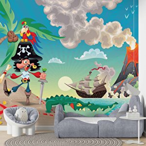 Korsan Adası Çocuk Odası Duvar Kağıdı Baskı - Dkm423006 250x200 cm