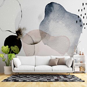 Siyah Sulu Boyama Desenli Duvar Kağıdı - Dkm764097 425x300 cm