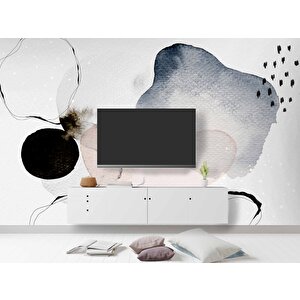 Siyah Sulu Boyama Desenli Duvar Kağıdı - Dkm764097 425x300 cm
