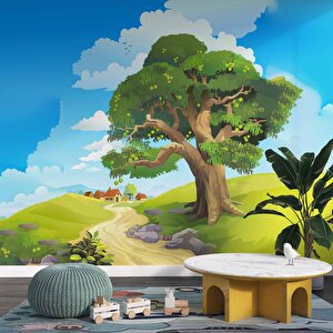 Büyük Ağaç Çocuk Odası Duvar Kağıdı Baskı - Dkm431123