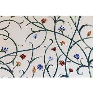 Çini Görünümlü Sarmaşık Çiçek Desenli Duvar Kağıdı - Dkm862101