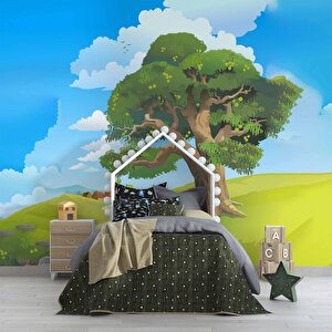 Büyük Ağaç Çocuk Odası Duvar Kağıdı Baskı - Dkm431008