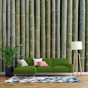 3 Boyutlu Bambu Duvar Temalı Duvar Kağıdı - Dkm649048 250x260 cm