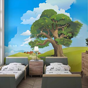 Büyük Ağaç Çocuk Odası Duvar Kağıdı Baskı - Dkm431098 450x300 cm