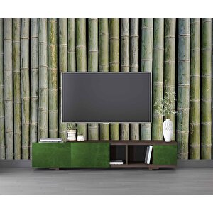 3 Boyutlu Bambu Duvar Temalı Duvar Kağıdı - Dkm649071