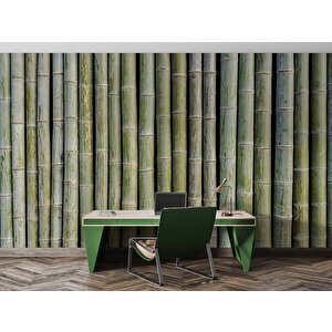 3 Boyutlu Bambu Duvar Temalı Duvar Kağıdı - Dkm649071