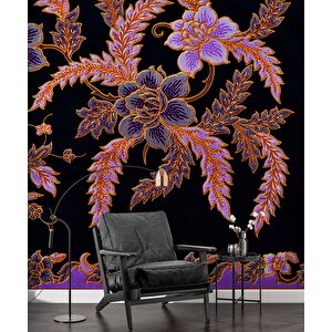 Pembe Çiçek Dokuma Desenli Duvar Kağıdı - Dkm843042