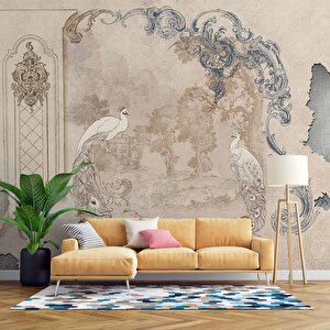 Nostaljik Tavuskuşu Temalı Duvar Kağıdı - Dkm593094 350x300 cm
