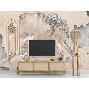 Nostaljik Tavuskuşu Temalı Duvar Kağıdı - Dkm593094 350x300 cm