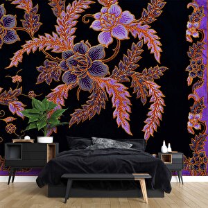 Pembe Çiçek Dokuma Desenli Duvar Kağıdı - Dkm843014 450x200 cm