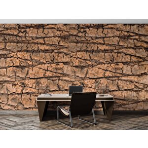 3 Boyutlu Ağaç Kabuğu Temalı Duvar Kağıdı Baskı - Dkm610094