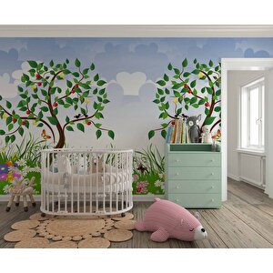 Meyve Ağaçlı Çocuk Odası Duvar Kağıdı Baskı - Dkm432092 300x300 cm