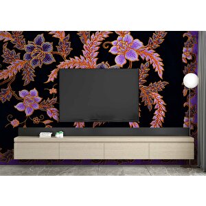 Pembe Çiçek Dokuma Desenli Duvar Kağıdı - Dkm843122 525x315 cm