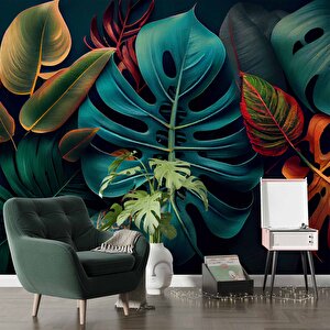 3 Boyutlu Botanik Yaprak Desenli Duvar Kağıdı - Dkm495088