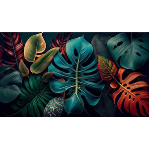 3 Boyutlu Botanik Yaprak Desenli Duvar Kağıdı - Dkm495088