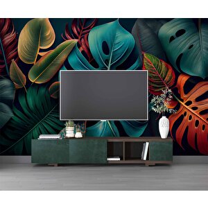 3 Boyutlu Botanik Yaprak Desenli Duvar Kağıdı - Dkm495065 100x280 cm