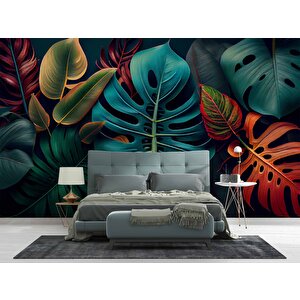 3 Boyutlu Botanik Yaprak Desenli Duvar Kağıdı - Dkm495098 450x300 cm